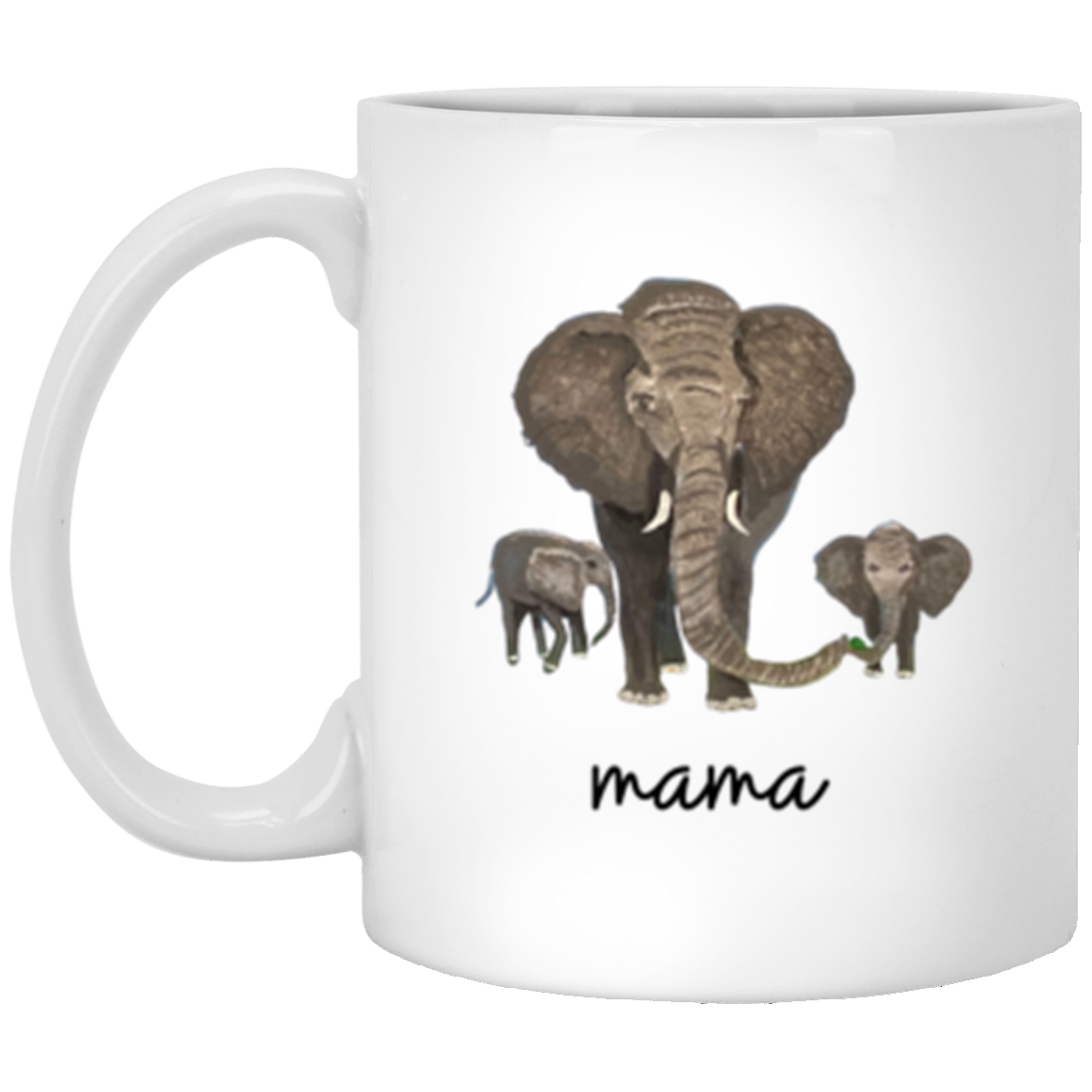 Mama Elephant 11oz White Mug/Mothers Day gift/Birthday gift/ design on both sides