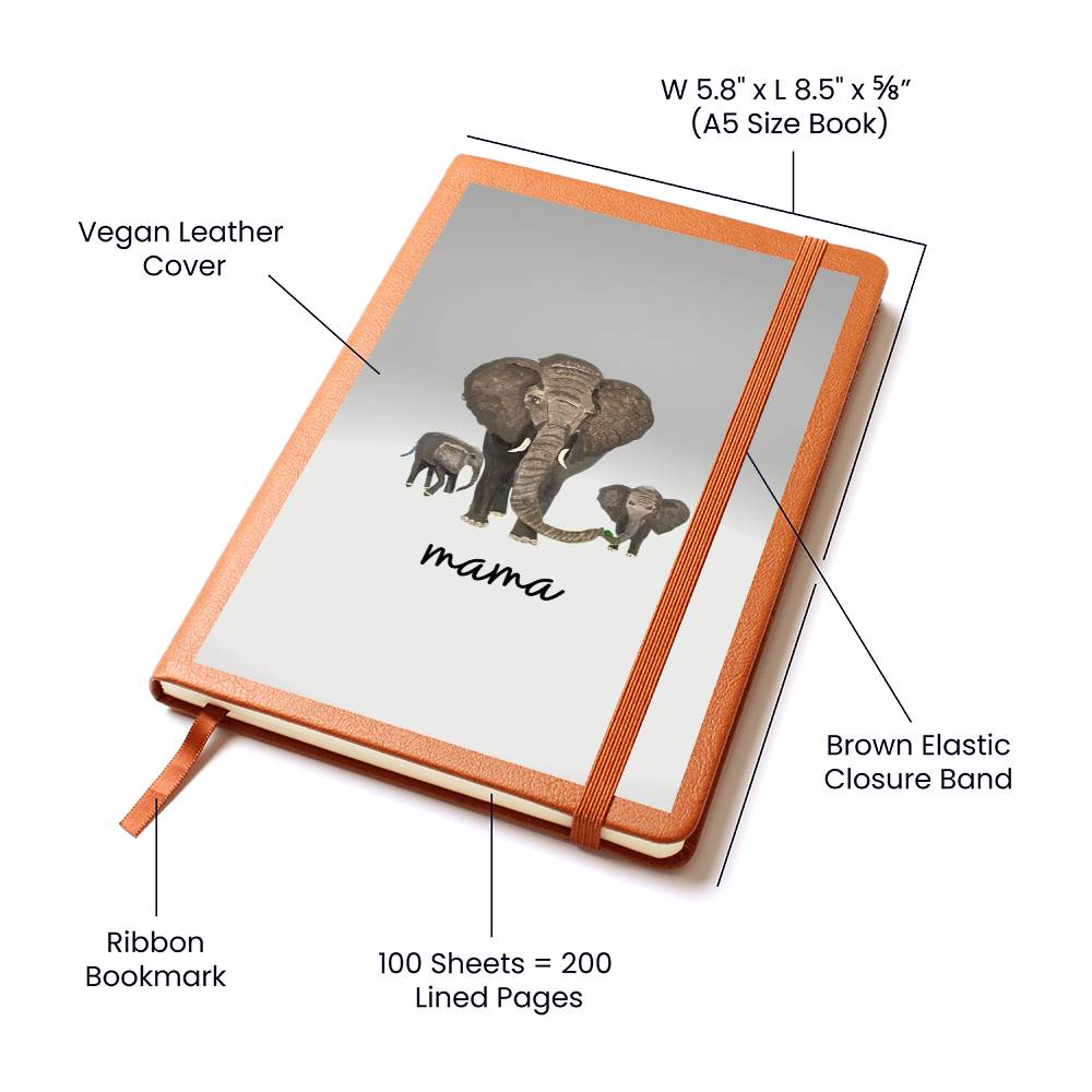 Elephant Mama Notebook/Leather Journal/To write down important things