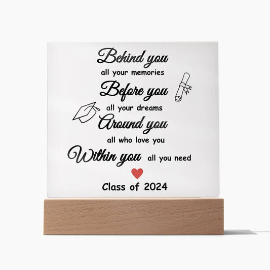 Behind you all your memories/Graduaction gift for son/daughter/any relative